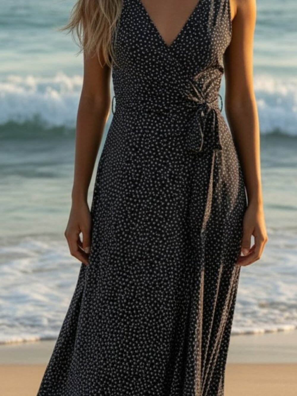 Lascana Blue and Light Peach Maxi Wrap Dress  — Versatile Summer Dress